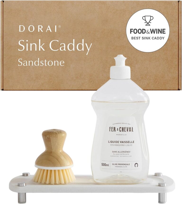 Dorai Home Stone Kitchen Sink Caddy - Quick-Dry Diatomaceous Earth Tray, Sandstone