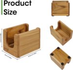 HTB Teak Wood Sponge Holder for kitchen sink, shown on a countertop with a sponge inside, natural wood finish.