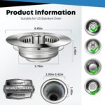 Close-up of a silver stainless steel kitchen sink drain strainer with the bounce core in open position.