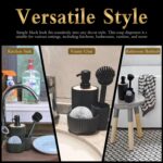 A matte black Kmass Kmaxx 3-in-1 sink caddy organizer with a soap dispenser, sponge, and dish brush holder.