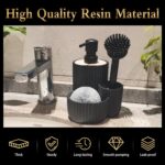 A matte black Kmass Kmaxx 3-in-1 sink caddy organizer with a soap dispenser, sponge, and dish brush holder.